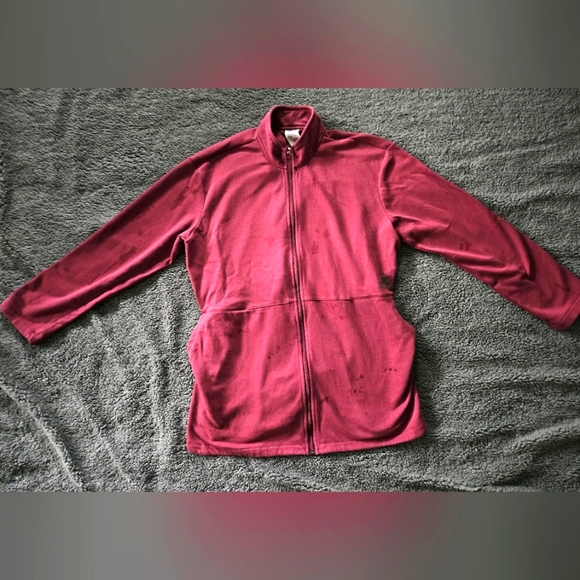 Adidas Burgundy Zip up Jogger Jacket with side pockets and draw string - Picture 1 of 5